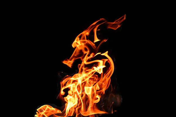 Fire, flames on a black background isolate. Concept fire grill heat weekend barbecue. — Stock Photo, Image