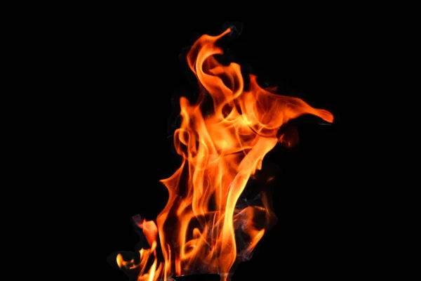 Fire, flames on a black background isolate. Concept fire grill heat weekend barbecue. — Stock Photo, Image