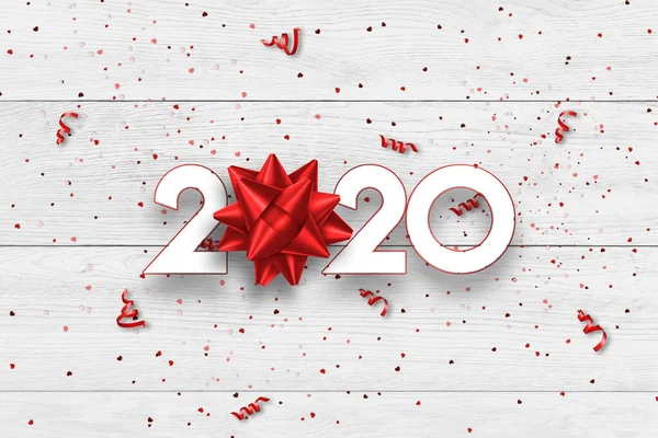 Lettering 2020 felice anno nuovo. Cifre 2020 su sfondo chiaro. Illustrazione 3d, rendering 3D. Design festivo, buon Natale . — Foto Stock