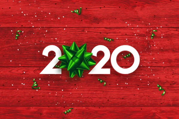 Lettering 2020 felice anno nuovo. Cifre 2020 su sfondo rosso. Illustrazione 3d, rendering 3D. Design festivo, buon Natale . — Foto Stock