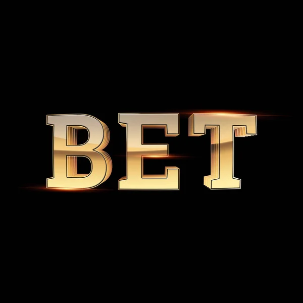 Gold Lettering Bet on a dark background. Bets, sports betting, watch sports and bet. 3D design, 3D illustration.