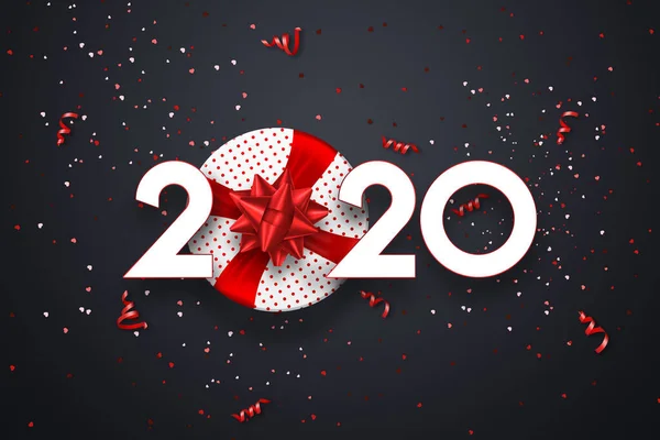 New Year inscription 2020 on a dark background. Happy New Year, Merry Christmas. — Stock Photo, Image