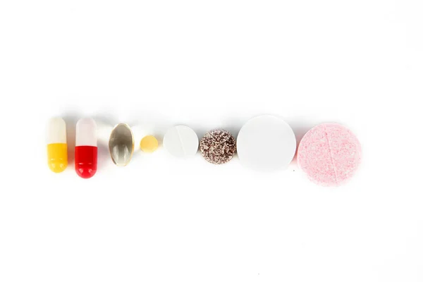 Pillen Geïsoleerd Witte Achtergrond Concept Van Behandeling Vitaminen Pillen Pack — Stockfoto