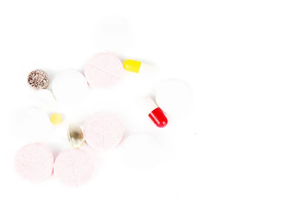 Pílulas Isoladas Fundo Branco Conceito Tratamento Vitaminas Pills Pack Embalagens — Fotografia de Stock