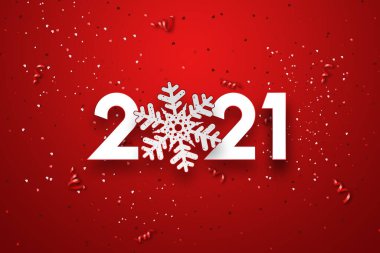 Mutlu yıllar, Lettering 2021 yaratıcı arka plan şenlik afişi. Beyaz boğa yılı, el ilanı, poster. 3 boyutlu illüstrasyon, 3 boyutlu canlandırma. Boşluğu kopyala