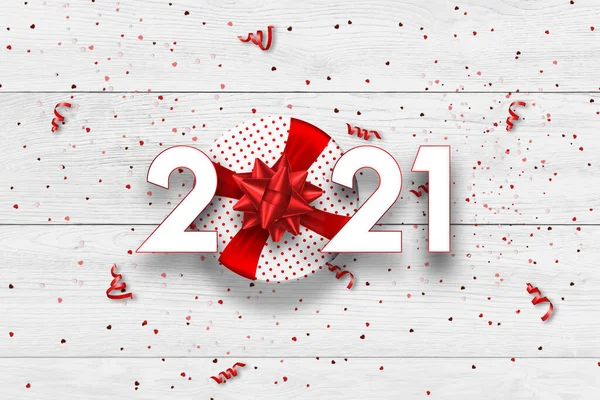 Happy New Year, Lettering 2021 creative background festive banner. Year of the white bull, flyer, poster. 3D illustration, 3D render. Copy space