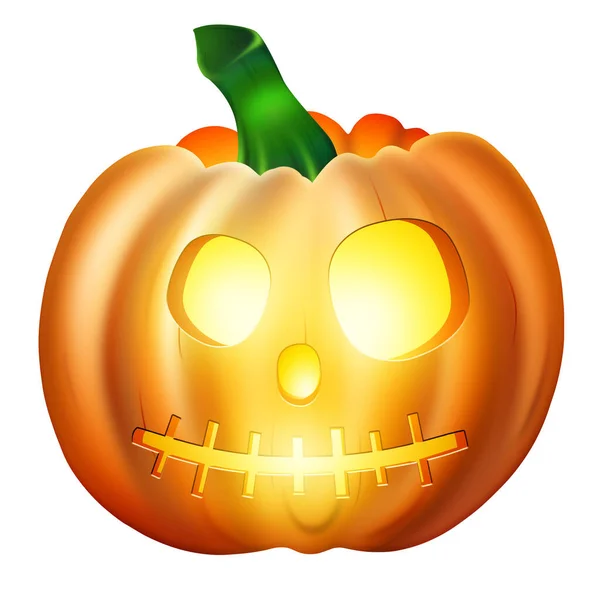 Desenho Realista Laranja Abóbora Halloween Isolado Fundo Branco Jack Assustador — Fotografia de Stock