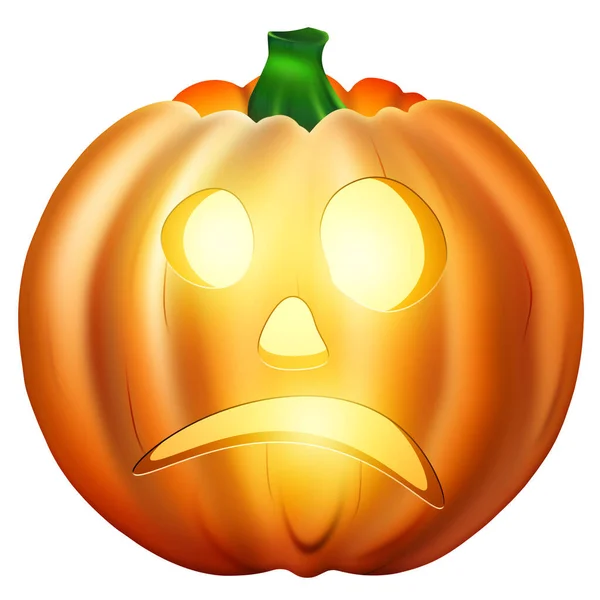 Realistic Drawing Orange Halloween Pumpkin Isolated White Background Scary Jack — Stock Photo, Image