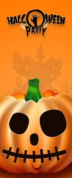 Feliz Banner Halloween Imagem Realista Uma Abóbora Laranja Jack Assustador — Fotografia de Stock