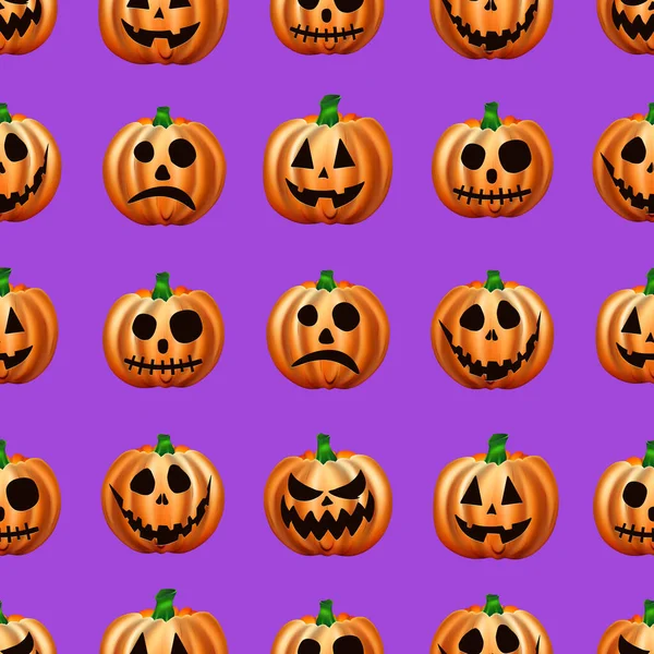 Patrón Halloween Sin Costuras Imagen Calabazas Naranjas Asustado Jack Espacio —  Fotos de Stock