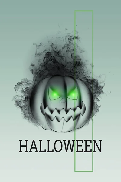 Banner Creativo Halloween Inscripción Halloween Calabaza Sobre Fondo Claro Asustado — Foto de Stock