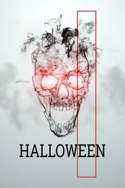 Banner Creativo Halloween Inscripción Halloween Skull Sobre Fondo Claro Volante — Foto de Stock