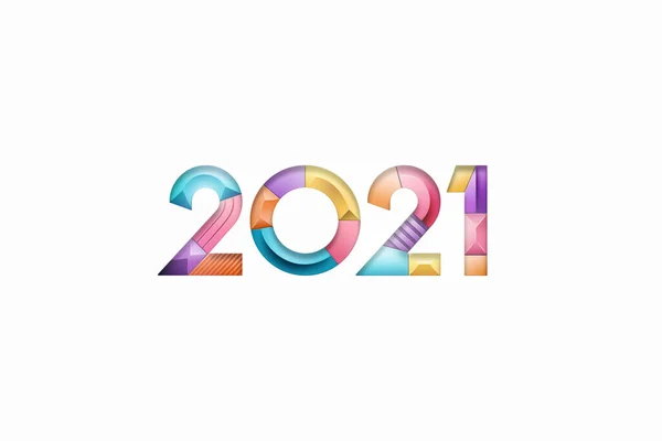 Sfondo Natalizio Creativo Iscrizione 2021 Con Numeri Multicolori Sfondo Chiaro — Foto Stock