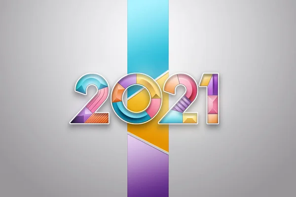 크리에이티브 럭셔리 디자인 2021 플라이어등 색상의 숫자를 배경으로 2021을 문자화하였다 — 스톡 사진