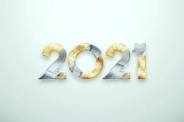 Creative Luxury 2021 Design New Year Flyer Lettering 2021 Metal — Stock Photo, Image