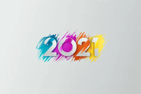 Design Creativo Lusso 2021 Volantino Capodanno Lettering Multicolore 2021 Sfondo — Foto Stock