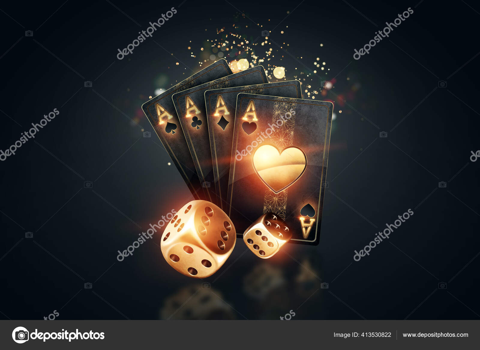 Creative Poker Template Background Design Golden Playing Cards Poker Chips  Stock Photo by ©MarkoAliaksandr 413530822