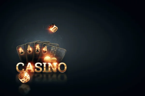 Fondo Creativo Del Casino Casino Inscripción Letras Oro Jugando Las —  Fotos de Stock