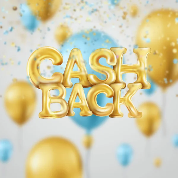 Inscription Cashback Golden Balls Light Background Online Money Transfer Concept — Stock Photo, Image