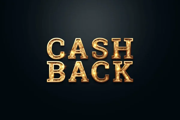 Inscrição Cashback Letras Douradas Fundo Escuro Conceito Transferência Dinheiro Online — Fotografia de Stock