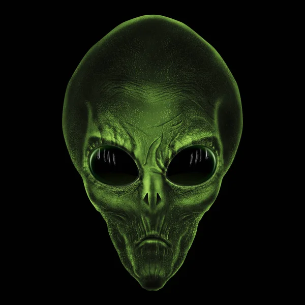 Green Headed Alien Black Large Glass Eyes Ufo Concept Aliens — Stock Photo, Image