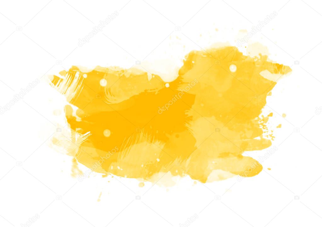 Yellow water color patches graphic brush strokes effect background designs element 