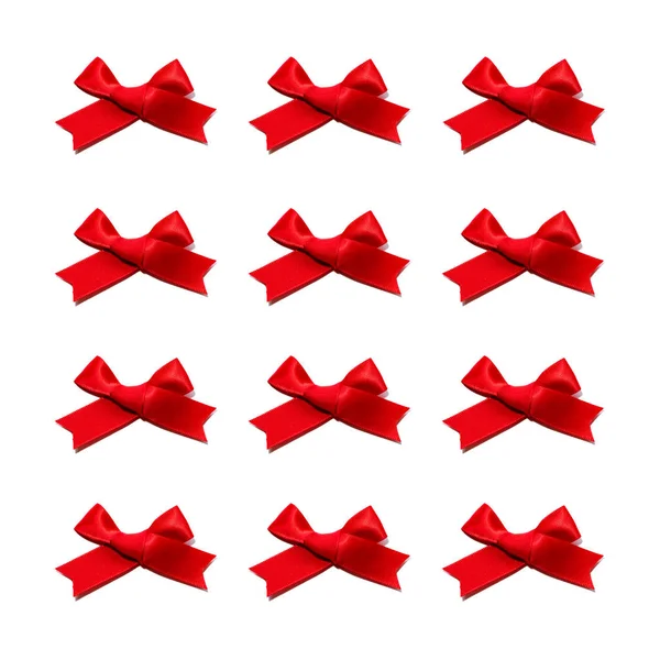 Набор Красных Лент Изолирован Белом Фоне Красочный Тони Плоский Лежал — стоковое фото