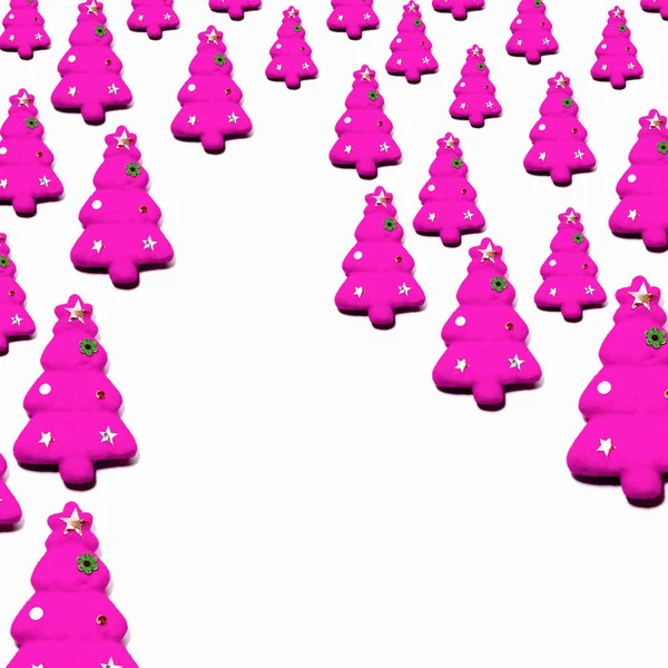 Conjunto Árboles Navidad Rosados Aislados Sobre Fondo Color Blanco Adorno —  Fotos de Stock