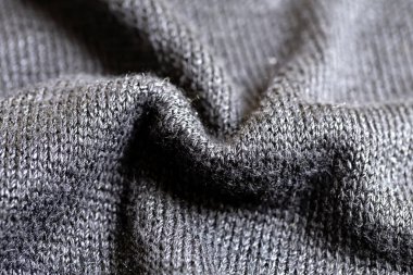 Siyah kazak kumaş tekstil malzeme doku. background.Close kadar.