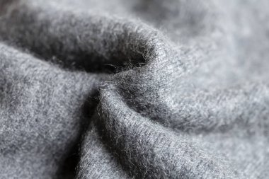 Arka plan doku gri Desen Örme Kumaş Pamuk veya yün closeup yapılan