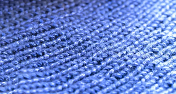 蓝色图案针织面料的背景纹理 由棉或羊毛制成 — 图库照片