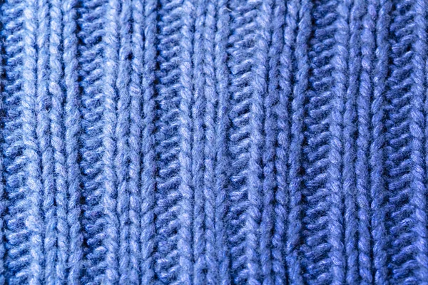 Background Texture Sky Blue Rib Cable Stitch Pattern Knitted Fabric — Stock Photo, Image
