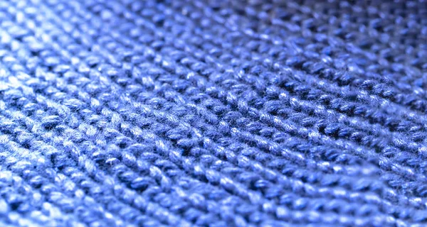 Modré pletené vlněné pozadí — Stock fotografie