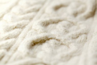 Pamuk veya yünden yapılmış beyaz desenli örme kumaşın arka plan dokusu.