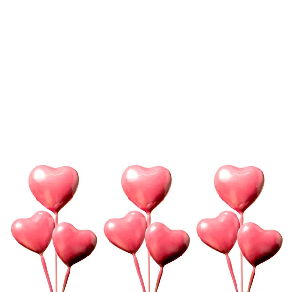 Zestaw Różowych Serc Odizolowanych Białym Tle Przestrzeni Kopiowania Walentynki Lub — Zdjęcie stockowe
