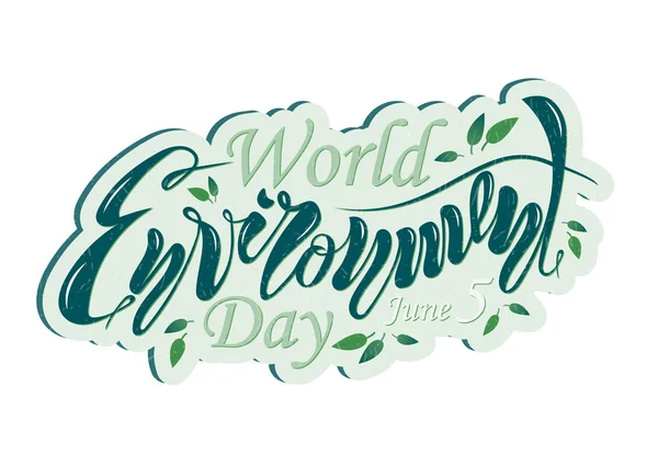 Vacker Handskriven Text Världsmiljödagen Den Juni Vektorillustration Med Texturerat Effekter Royaltyfria illustrationer