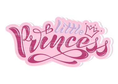 Güzel el yazısı metin, dokulu bir arka plan üzerinde hat. Vektör. Yazıt bir taç ve kalpleri kartları, logo, afiş, yazdırma için küçük prensesle yazdırmak için giyim