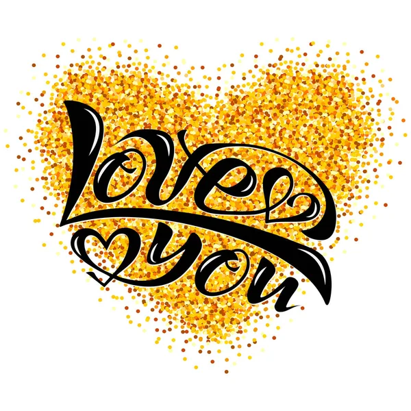 Güzel Yazısı Metin Kalpleri Ile Seviyorum Vektör Kartpostal Logo Tebrikler — Stok Vektör
