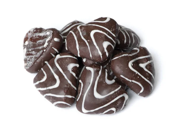 Gruppe Von Schokolade Glasierte Lebkuchen Isoliert Auf Weißem Hintergrund — Stockfoto