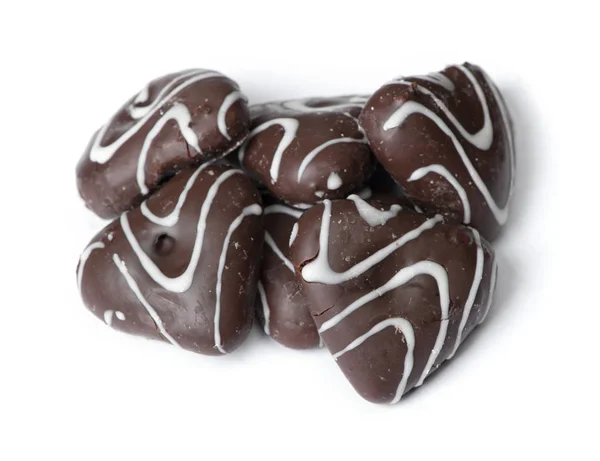 Група Шоколадного Глазурованого Імбирного Печива Ізольовані Білому Тлі — стокове фото