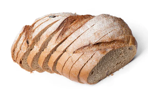 スライスしたパンは 白い背景で隔離の新鮮な Rounf — ストック写真