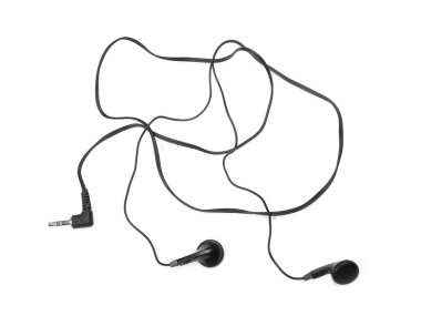 Beyaz bir arka plan üzerinde izole siyah kulaklık kulaklık