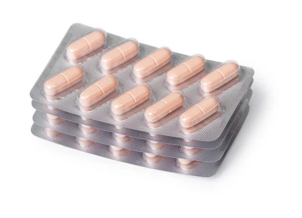 Pills Group Blister Packs Isolated White Background — Stock Photo, Image