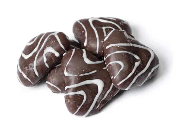 Gruppe Von Schokolade Glasierte Lebkuchen Isoliert Auf Weißem Hintergrund — Stockfoto