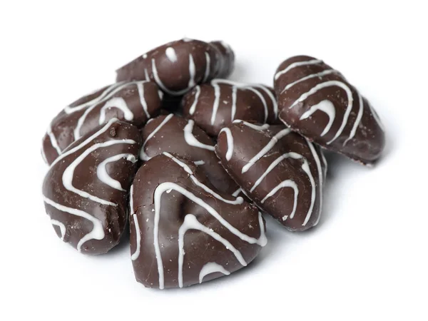 Ομάδα Σοκολάτας Τζάμια Μελόψωμο Cookies Που Απομονώνονται Λευκό Φόντο — Φωτογραφία Αρχείου