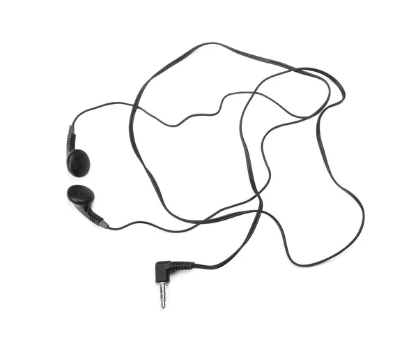 Ακουστικά Μαύρα Ακουστικά Απομονωθεί Λευκό Φόντο — Φωτογραφία Αρχείου