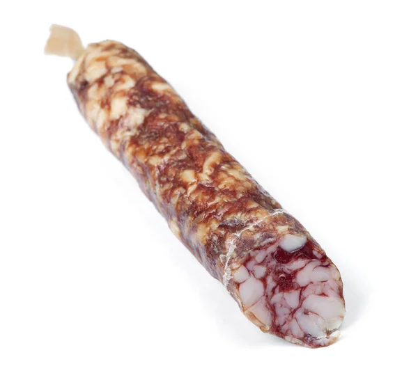 Half Salami Sausage Stick Isolated White Background — Stock Photo, Image