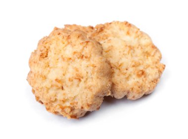 Grup beyaz arka plan üzerinde izole lezzetli Hindistan cevizi bisküvi