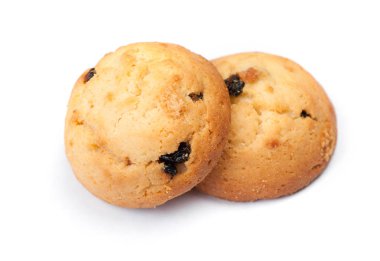 Grup beyaz arka plan üzerinde izole üzümlü kurabiye