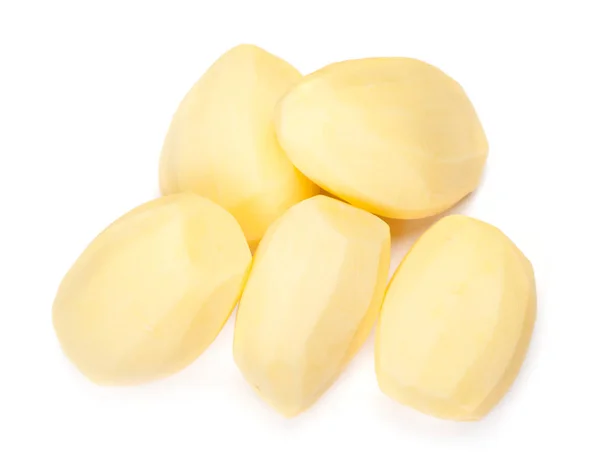 Raw Peeled Potatoes Isolated White Background — Stock Photo, Image